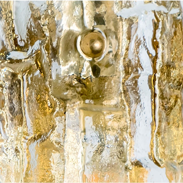 Textured Ice Glass Gold Wall Light attributed to J. T. Kalmar for Kalmar, 1970 For Sale - Image 12 of 17