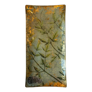 “Sacred Bamboo” Art Glass Tray. For Sale