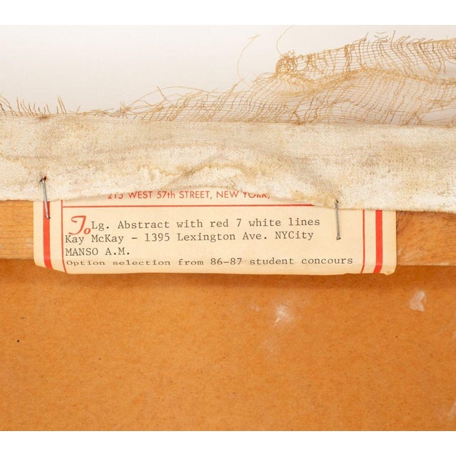 Kay McKay "Abstract With Red 7 White Lines" Oil For Sale In New York - Image 6 of 6