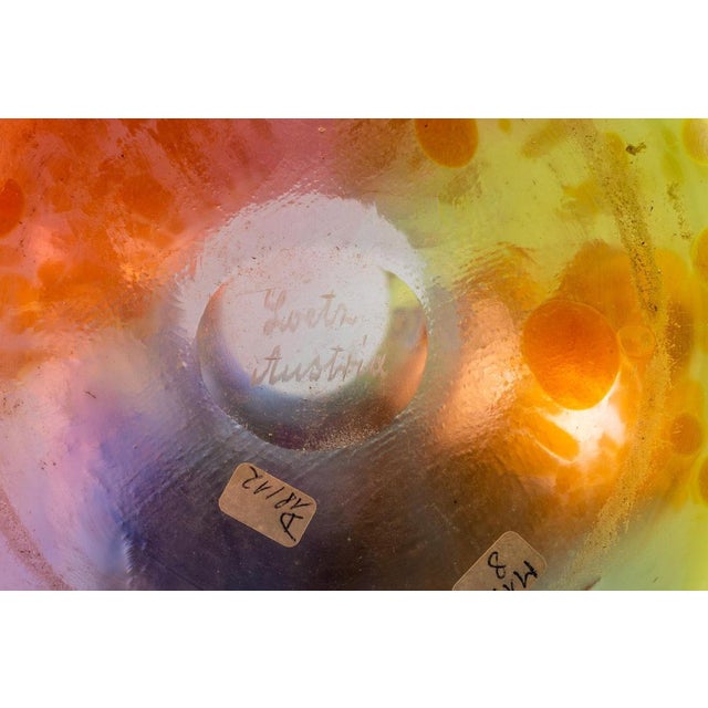 Art Nouveau Austrian Glass Vase with Tricolore Decoration Blue Green Red Yellow from Johann Loetz Witwe, 1900s For Sale - Image 3 of 7