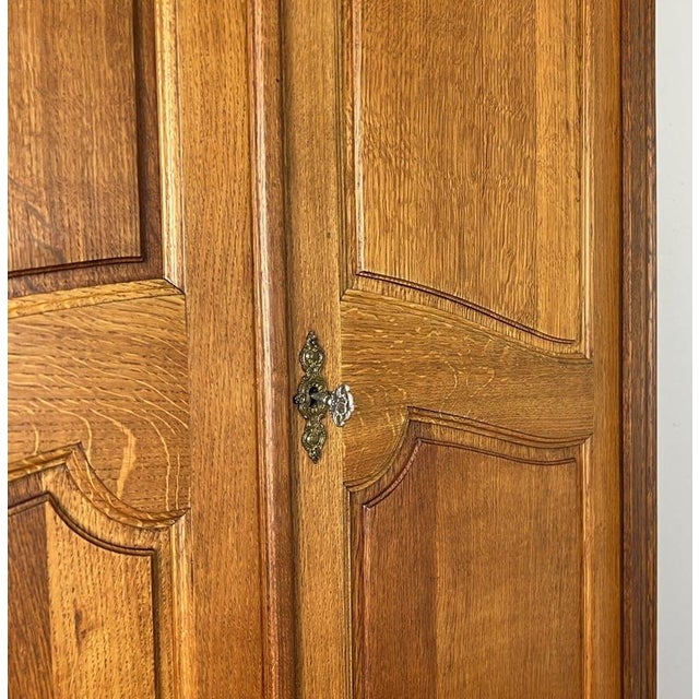 Antique French Carved Oak 2-Door Wardrobe For Sale - Image 6 of 14