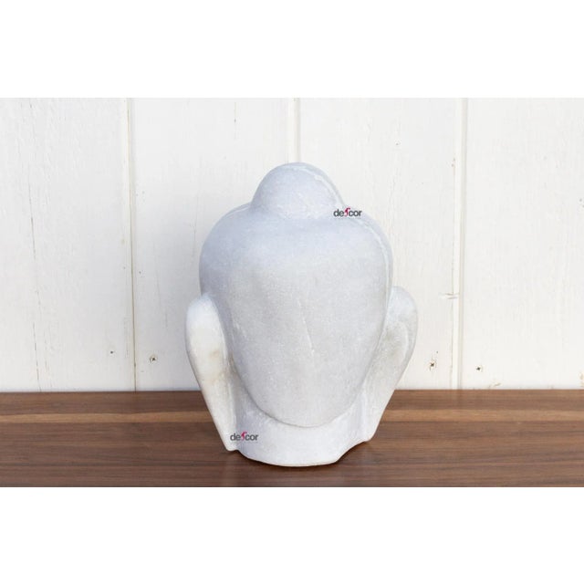 Pure White Marble Mediating Buddha For Sale In Los Angeles - Image 6 of 9