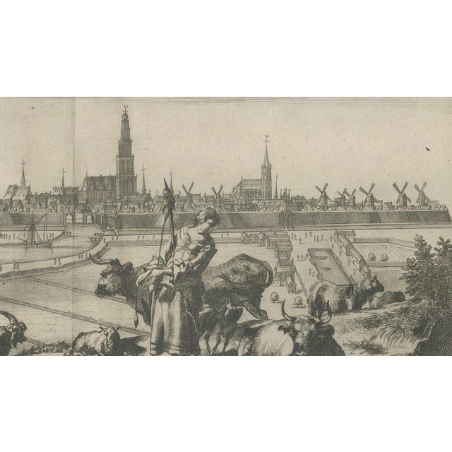 Paper van der Aa, Groningen Across the Fields — Dutch City View, 1710s, Engraving For Sale - Image 7 of 11