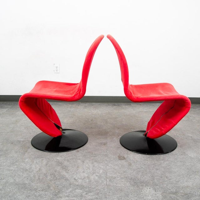 Mid Century Modern Dining Chairs 4 Red Attributed to Vernon Panton 1-2-3 System Fritz Hansen For Sale In Sacramento - Image 6 of 12