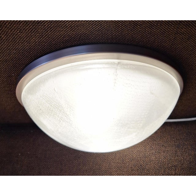Vintage Ceiling Lamp with Stainless Steel Frame and White Mottled Glass Shade by Putzler, 2000s For Sale - Image 9 of 9