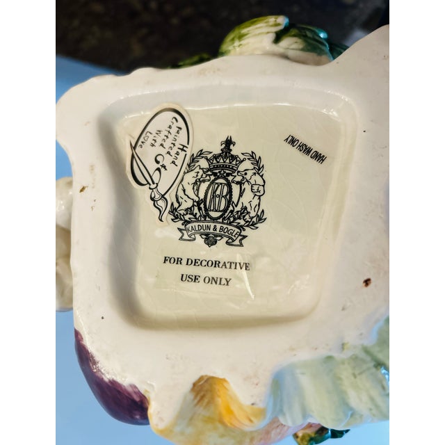 Vintage Majolica Style Ceramic Spring Bunny Table Decor and Vase by Kaldun & Bogle For Sale - Image 11 of 11