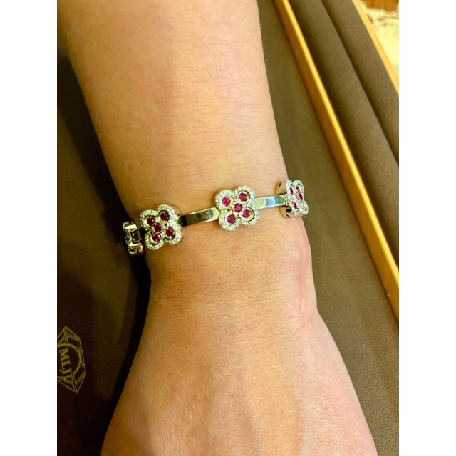 Ruby & Diamond & Gold 37 Grams Cuff Bangle /Bracelet In 18 Karat White Gold It features a bangle style Bracelet crafted...