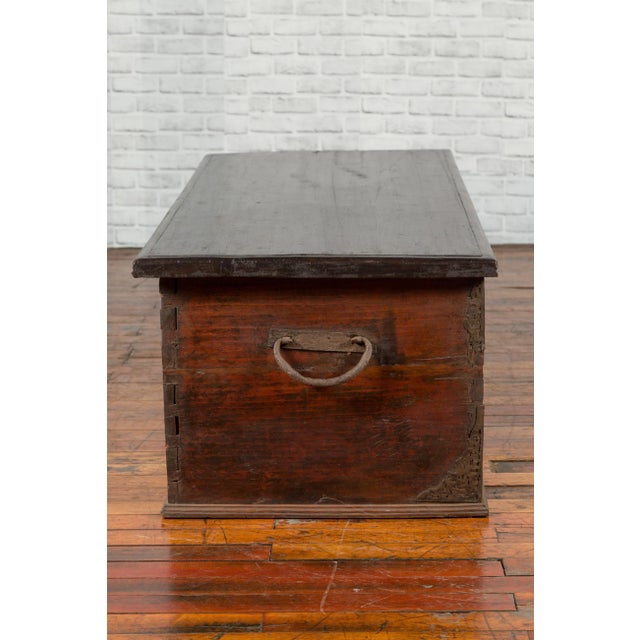 Late 19th Century Coffer from Sumatra with Carved Motifs and Iron Hardware For Sale - Image 11 of 13