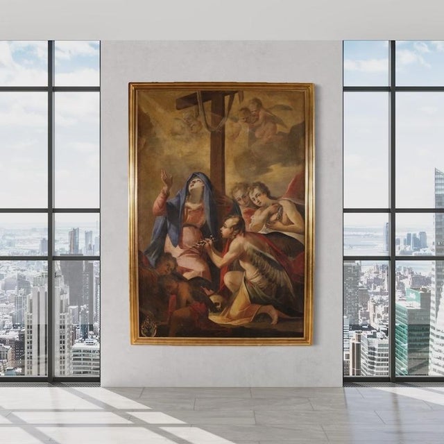 Italian Artist, Madonna of Sorrows with Angels, 1680, Oil on Canvas For Sale - Image 6 of 16