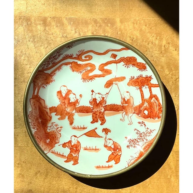 Vintage Decorative Japanese Ceramic and Brass Bowl For Sale - Image 12 of 12