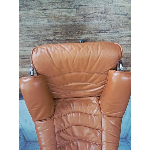 Set of Mid-Century Modern Leather Lounge Chair and Ottoman from Skoghaug Industri, 1980 For Sale - Image 13 of 18