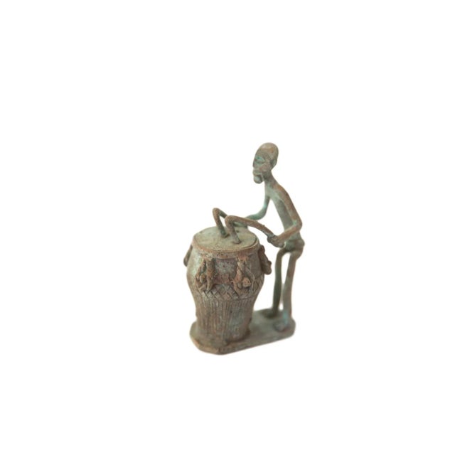 Copper Vintage African Oxidized Copper Drummer For Sale - Image 8 of 8