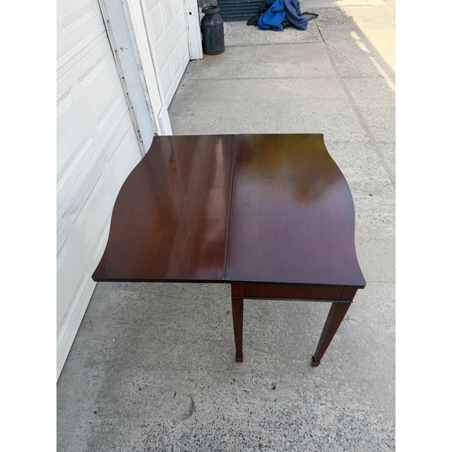 Vintage Federal Hepplewhite Style Mahogany Console Table Flip Top Game Table For Sale - Image 10 of 12