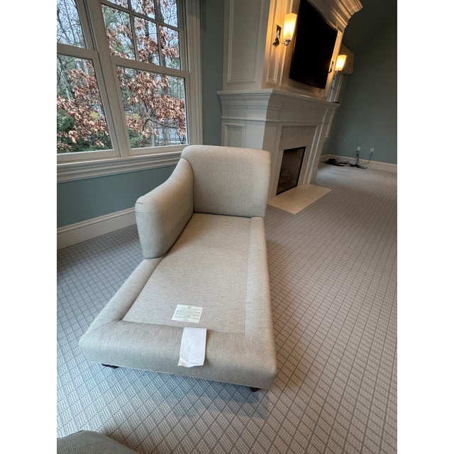 Baker Milling Road Chaise Lounge – Upholstered Neutral Basketweave For Sale - Image 13 of 14