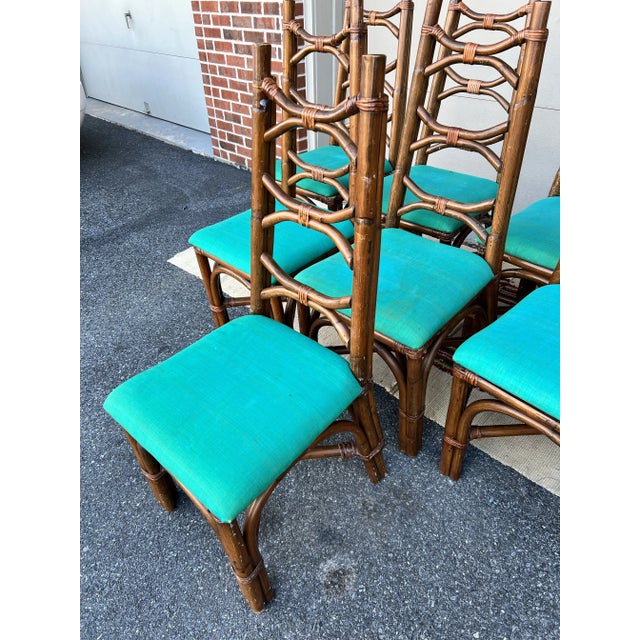 Brown Mid-Century Bent Bamboo Dining Chairs, Set of 8, Circa 1960s For Sale - Image 8 of 12