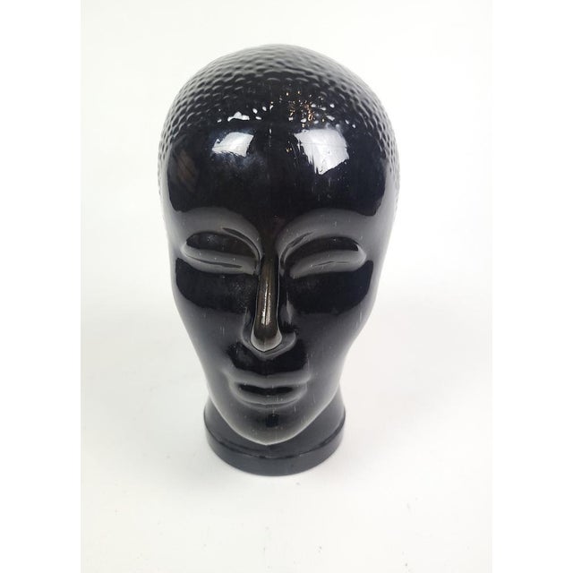Vintage Black Glass Head by Piero Fornasetti, 1970 For Sale - Image 13 of 16