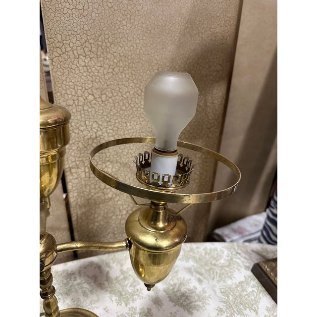 Vintage Brass Hurricane Student Lamp Style Table Lamp For Sale In Atlanta - Image 6 of 10