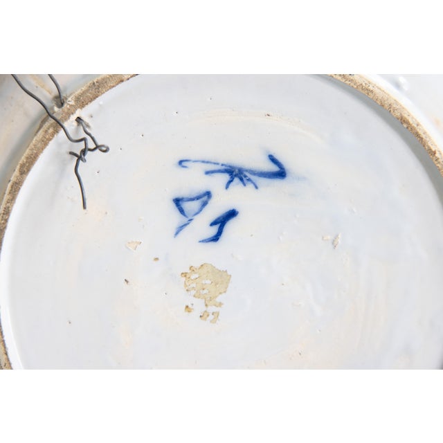Ceramic Antique 18th Century Dutch Delft Faience Peacock Bird Scalloped Charger For Sale - Image 7 of 8