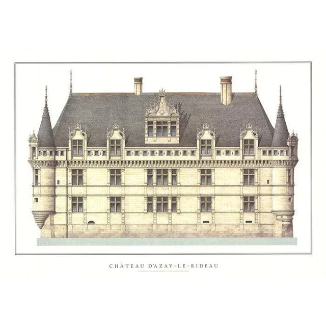 Realism Unknown 'Chateau d'Azay-le-Rideau' Realism Gray,White Germany Offset Lithograph For Sale - Image 3 of 3