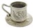 Vintage Italian Handmade Genuine Silver Coffee Cup and Saucer Dollhouse Miniature, 1970s, Set of 2 For Sale