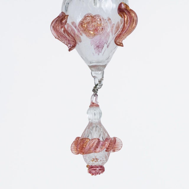 Glass Venetian 6-Light Chandelier in White and Pink Murano Glass, 1960s For Sale - Image 7 of 9