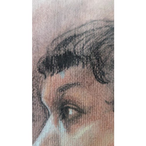 Vintage Sketched Portrait Framed by Plohn & Co. New York 15"x19" For Sale - Image 4 of 13