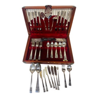 Mid 20th Century Large Set of Silver Plated, Community Coronation Pattern(King ., Edward VIII ) Flatware - 89pcs For Sale