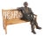 Vintage Life Size Sculpture of Albert Einstein on a Garden Bench, 20th Century, Bronze on Teak For Sale
