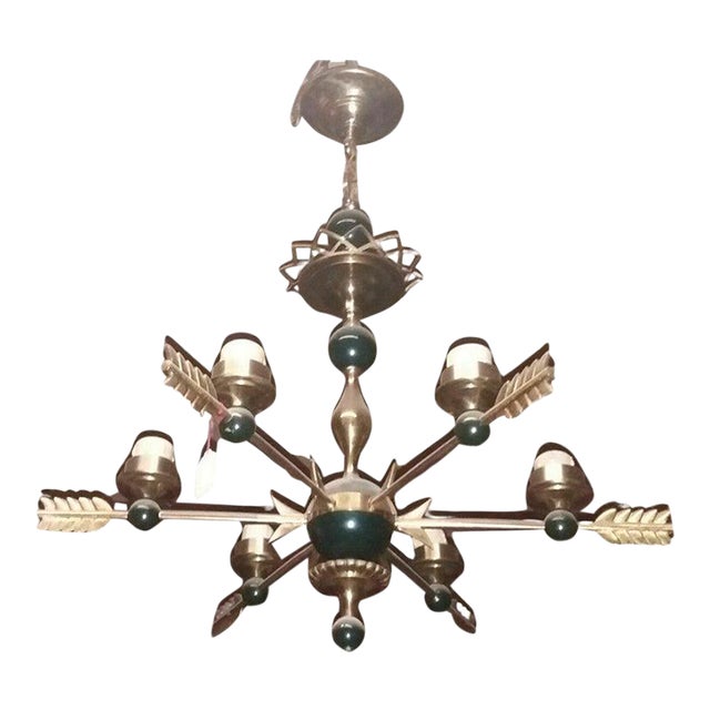 C1920's Antique Empire/ French Art Deco Gilt & Patinated Bronze Chandelier Attrib. Maison Bagues For Sale