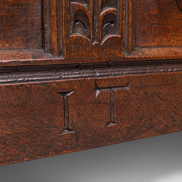 Large Antique Carved Coffer, English Oak, Blanket Chest, William Iii, Circa 1700 For Sale - Image 12 of 12