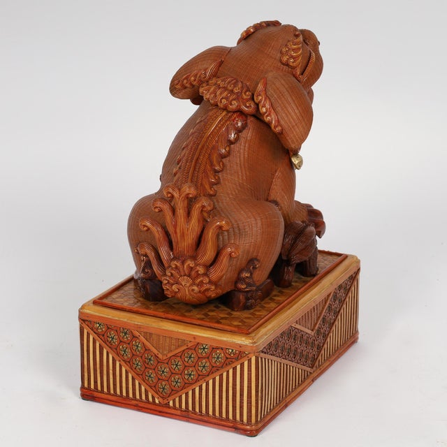 Pair of Vintage Chinese Wicker Foo Dogs From the Shanghai Collection For Sale - Image 10 of 11