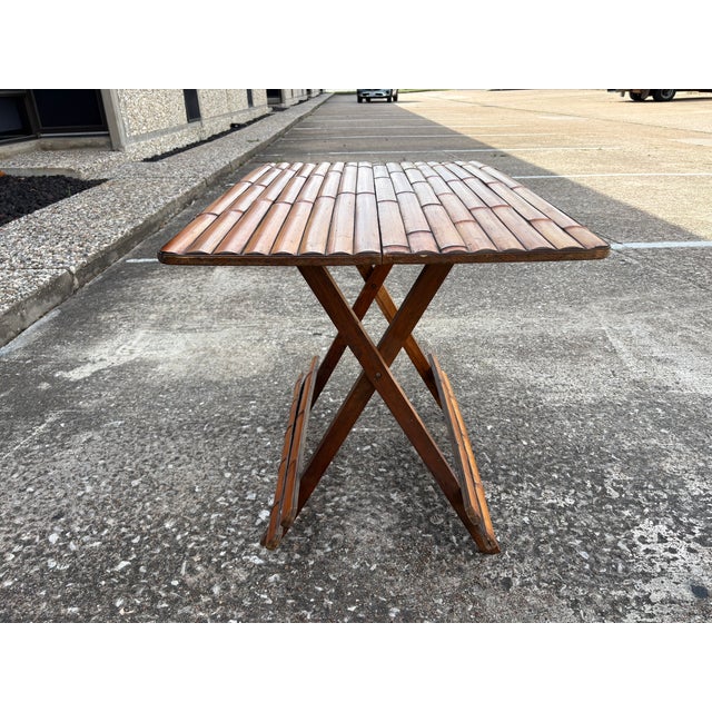 Wood 1950s Mid-Century Split Bamboo Folding Table For Sale - Image 7 of 12