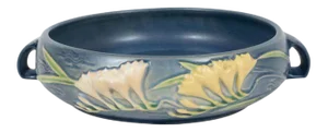 Art Deco Indigo Bowl with Lily of the Valleys Motif by Roseville