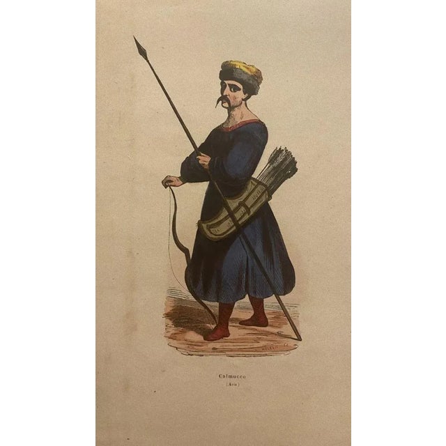 Calmucco (Asia) is an original hand-watercolor lithograph on ivory paper by Anonymous Artist of the 19th Century. Very...