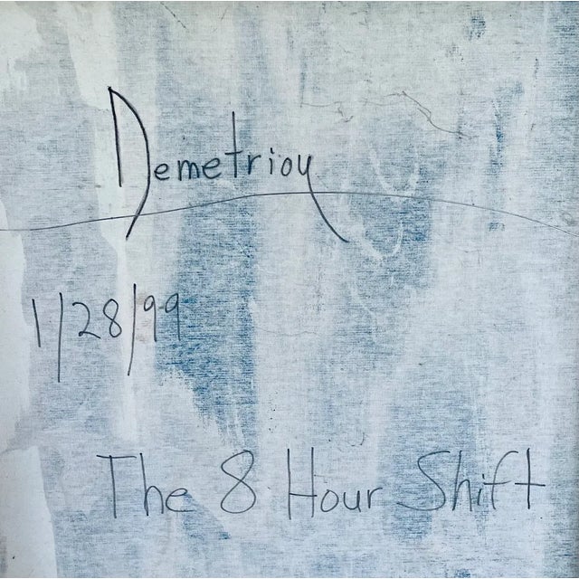 Vintage Large Signed "The 8 Hour Shift" Abstract Painting For Sale - Image 9 of 9