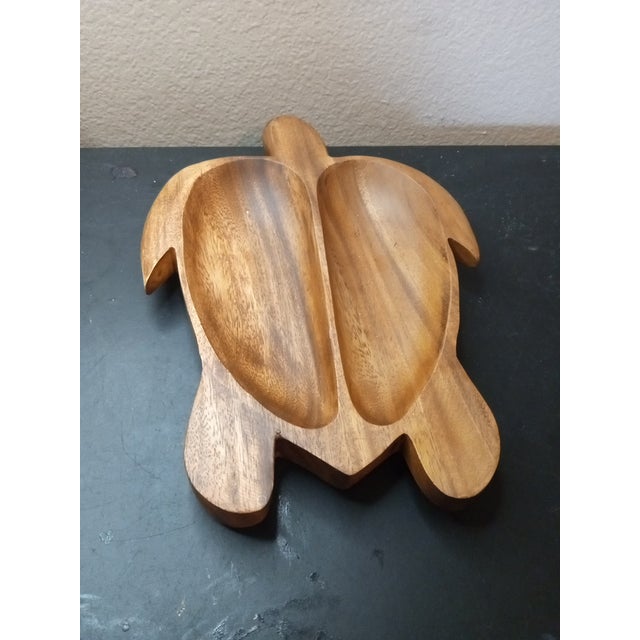 Exquisite SoHa Hawaiian Wood Carved Turtle Condiment Tray For Sale - Image 4 of 5