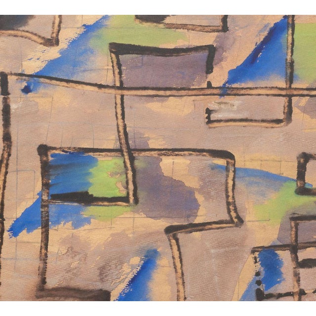 Abstract Polychrome Geometric Composition Watercolor For Sale - Image 3 of 5