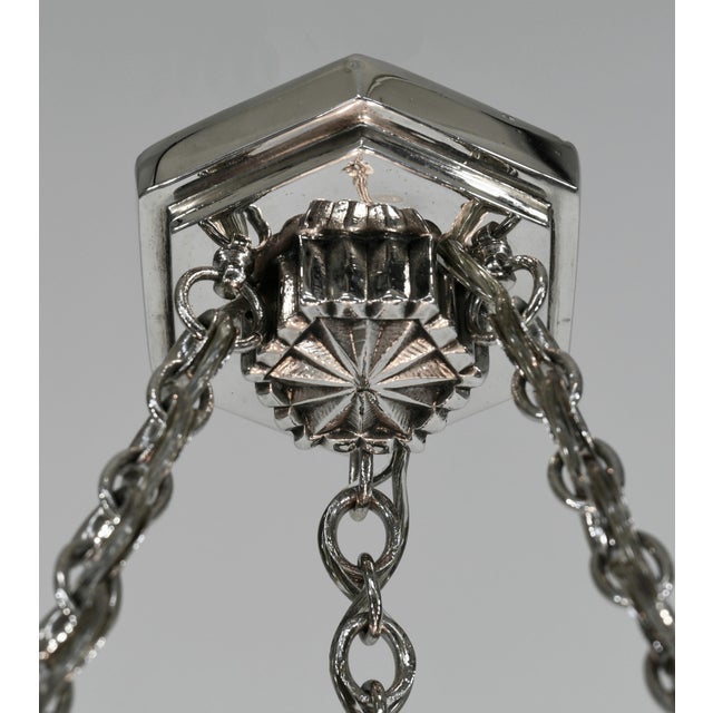 Silver French Art Deco Pendant Light by Hettier Et Vincent & J. Gauthier 1930 France For Sale - Image 8 of 11