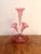 Antique Victorian quality cranberry glass epergne, having a quality original cranberry glass epergne with one tall trumpet...
