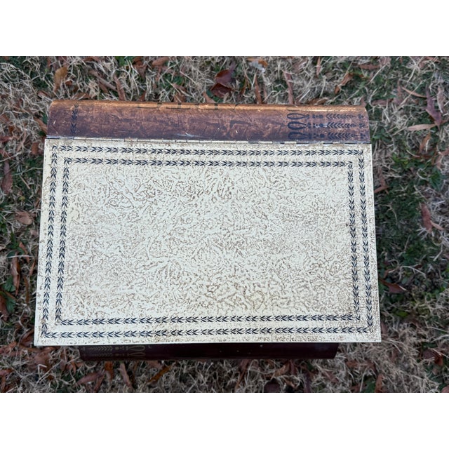 Beige 1950s Italian Painted Tole Metal End Table Styled After Historic Literature Books For Sale - Image 8 of 10