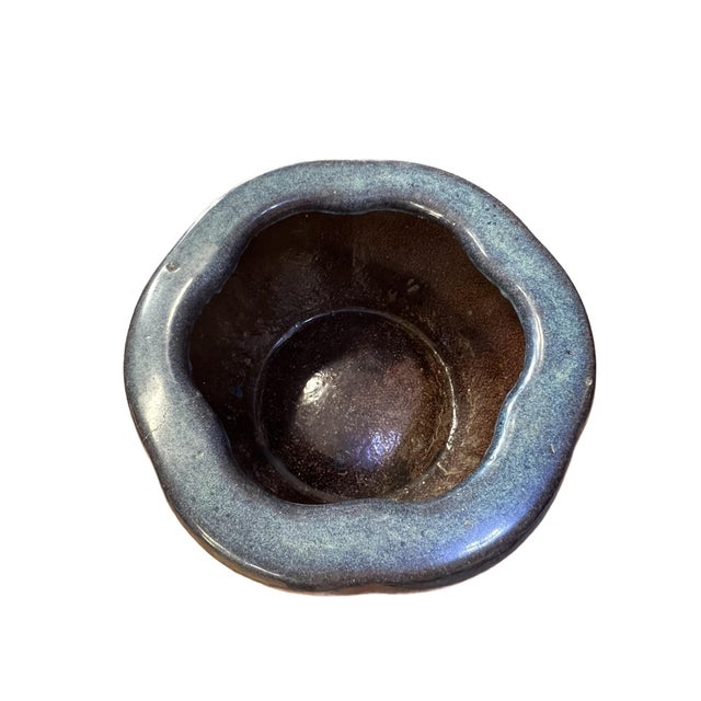 Large Early 20th Century Blue Flambe Glaze Pot For Sale - Image 4 of 9