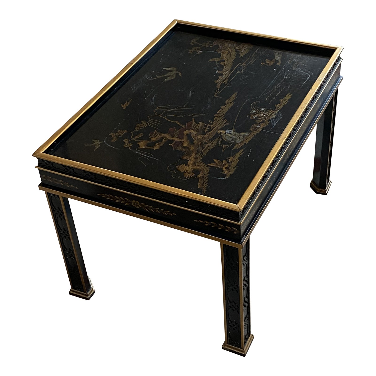 Chinoiserie Drexel Heritage Black Lacquer Side Table Chairish