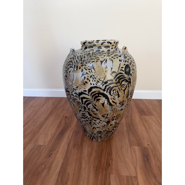 20th Century Cheetah Motif Ceramic Urn For Sale - Image 11 of 17