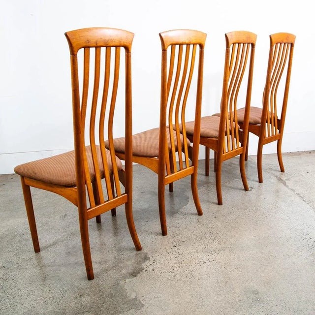 Mid 20th Century Modern Dining Chairs Set 4 Highback Orange Rust Vintage Spindle MCM For Sale - Image 11 of 12
