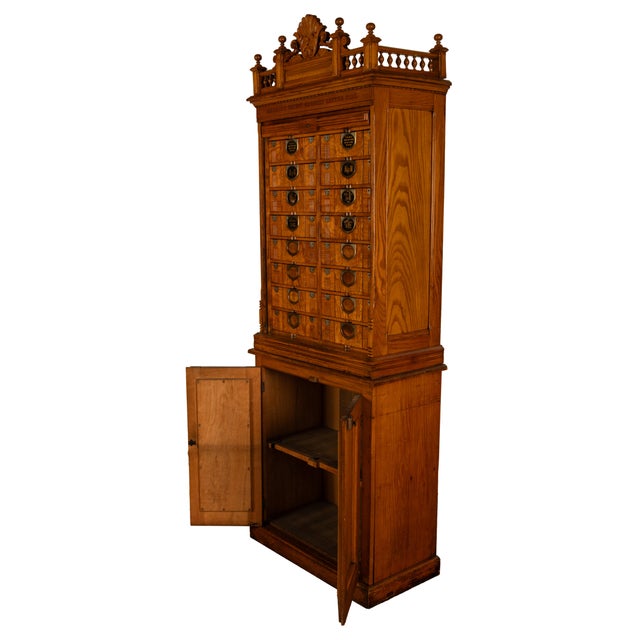 Antique American Carved Oak Victorian Roll Top Letter File Cabinet Amberg Co, 1883 For Sale - Image 10 of 16