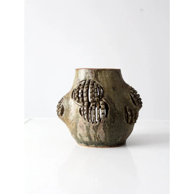 Late 20th Century Vintage Free Form Studio Pottery Vase For Sale - Image 5 of 13