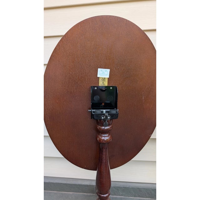 Wood Vintage Bombay Company Tilt Top 90s Oval End Side Accent Side Stand Table For Sale - Image 7 of 7