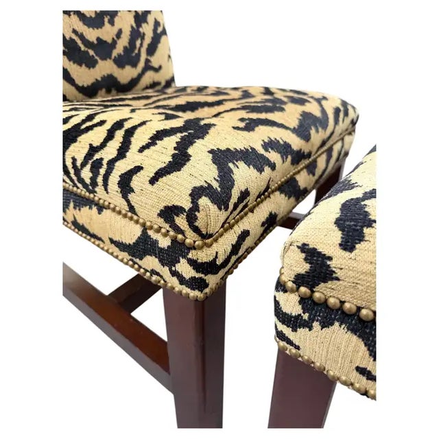 Brass Ralph Lauren High Back Tiger Dining Accent Chairs, Pair For Sale - Image 8 of 12