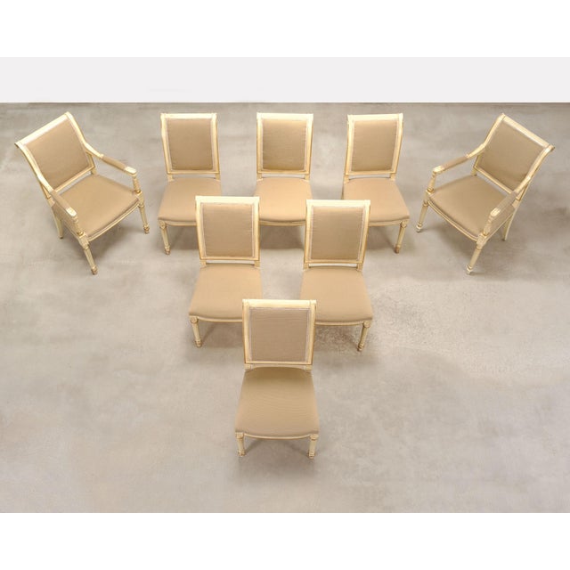 Set of Eight French Louis XVI Style Painted Dining Chairs For Sale - Image 4 of 18
