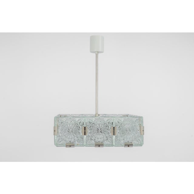 Large Mid-Century Glass Chandelier from Veb Lighting, Germany, 1970s For Sale - Image 4 of 16